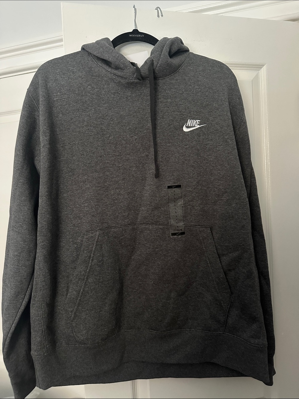 Nike Charcoal Gray Pullover Hoodie with White Swoosh